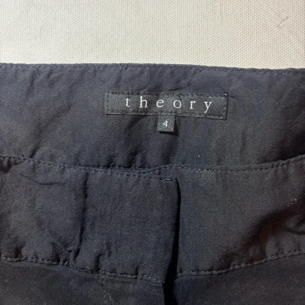 Theory Black High-Waist Cuffed Shorts, linen blend, size 4